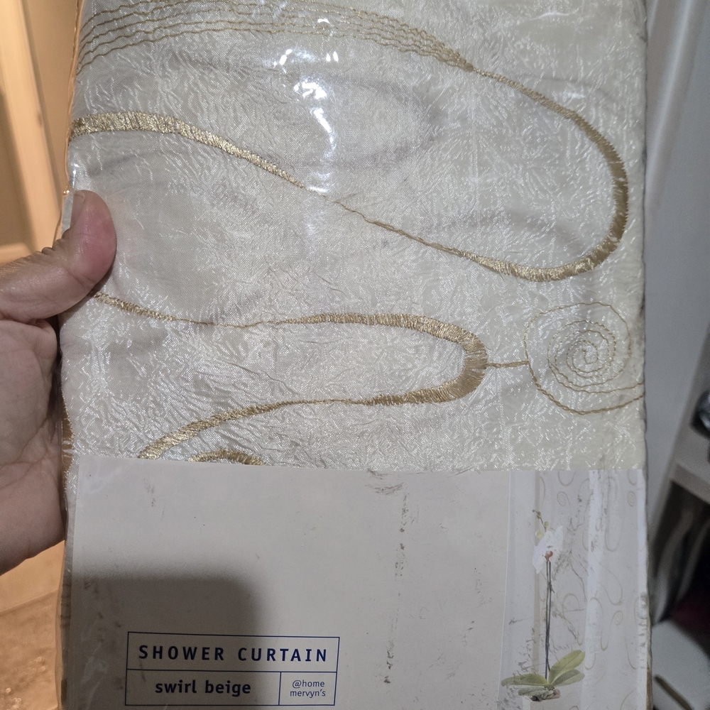 Swirl Beige Shower Curtain